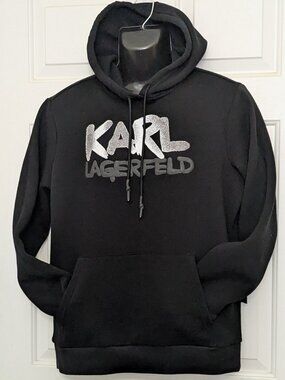 KARL LAGERFELD Paris Men's PARIS  Logo Hoodie Sweatshirt Size Small Black NWT